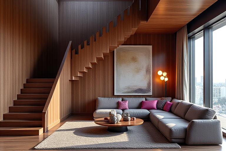 The Metropolitan Loft featuring high ceilings and custom walnut furniture